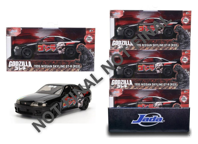 Jada Toys Godzilla Nissan Skyline GT-R R33 Diecast 1/32 Modell Sortiment (6)