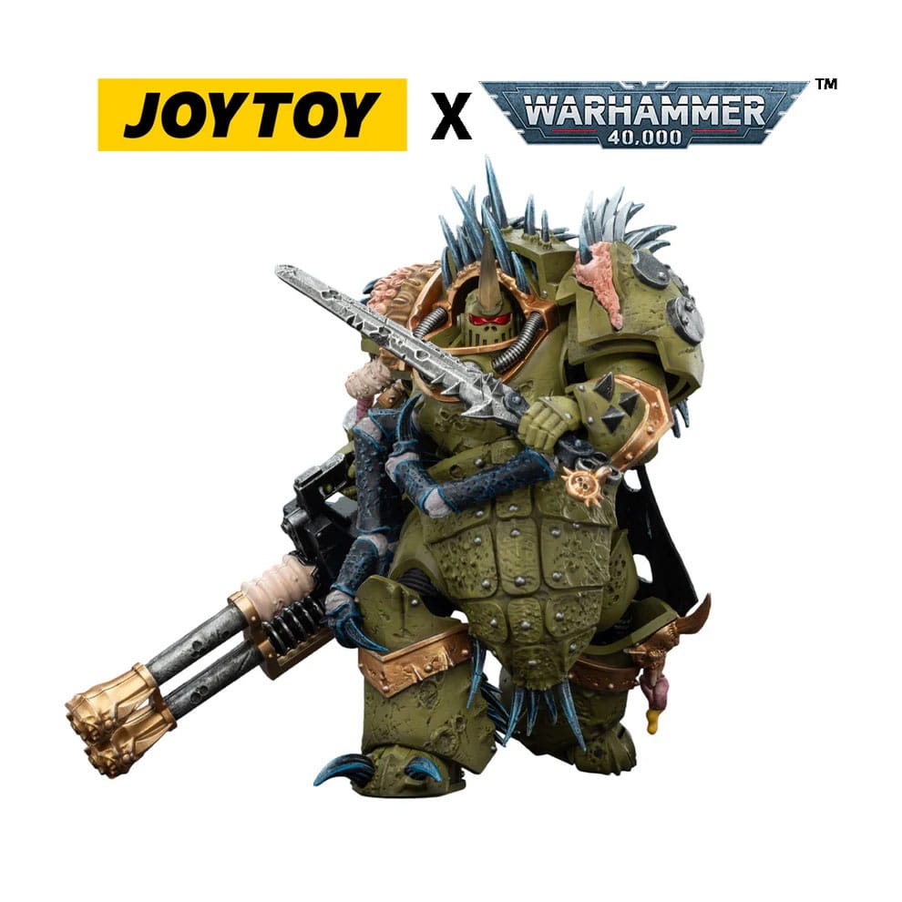 Joy Toy (CN) Warhammer 40,000 Death Guard Blightlord Terminator 1 with Reaper Autocannon and Bubotic Blades Actionfigur