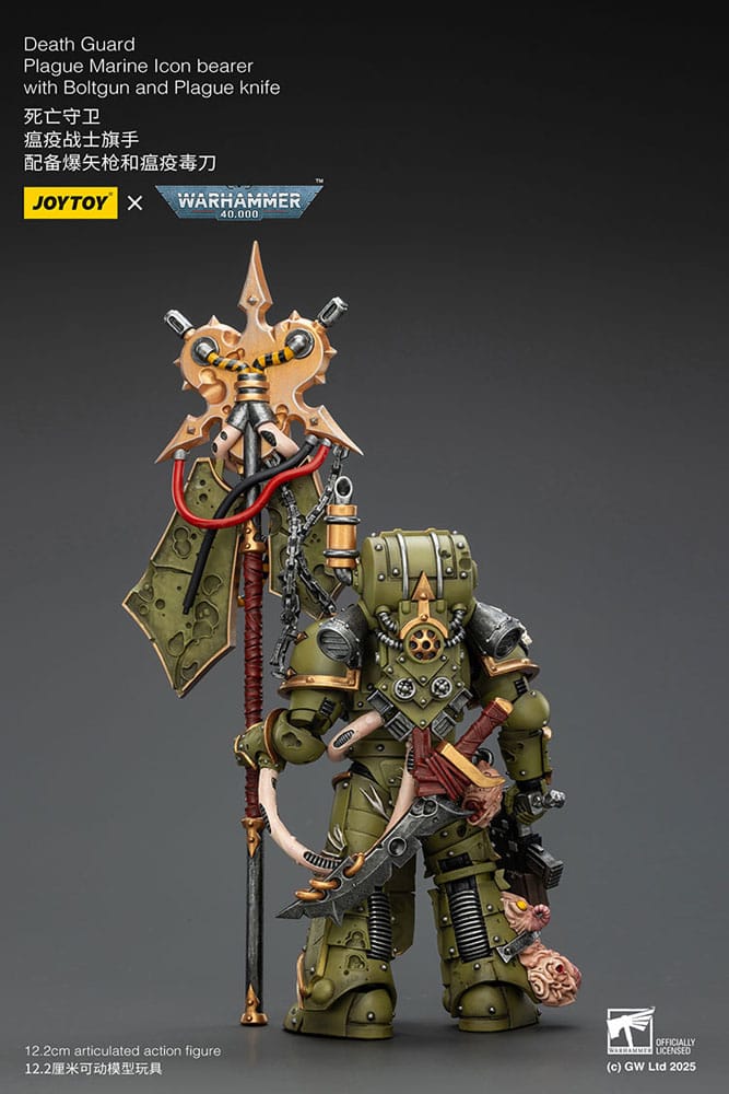 Joy Toy (CN) Warhammer 40,000 Death Guard Plague Marine Icon bearer with Boltgun and Plague knife Actionfigur