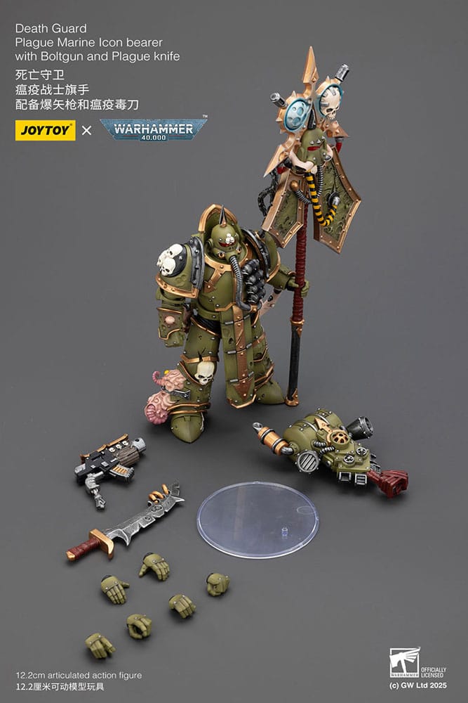 Joy Toy (CN) Warhammer 40,000 Death Guard Plague Marine Icon bearer with Boltgun and Plague knife Actionfigur