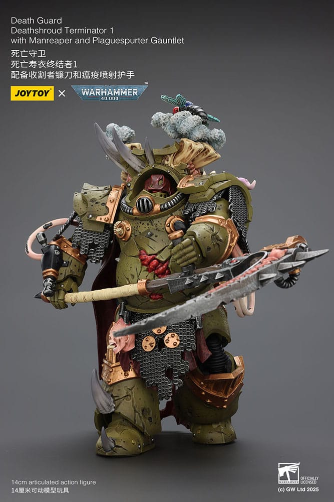 Joy Toy (CN) Warhammer 40k Death Guard Deathshroud Terminator 1 with Manreaper and Plaguespurter Gauntlet 1/18