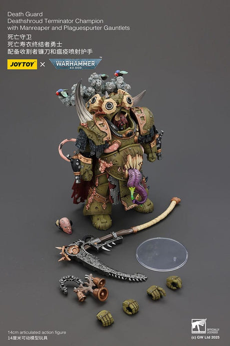 Joy Toy (CN) Warhammer 40k Death Guard Deathshroud Terminator Championwith Manreaper And Plaguespurter Gauntlets 1/18