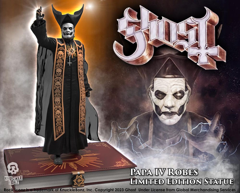 Knucklebonz Ghost Papa Emeritus IV (Black Robes) Rock Iconz 1/9 Statue