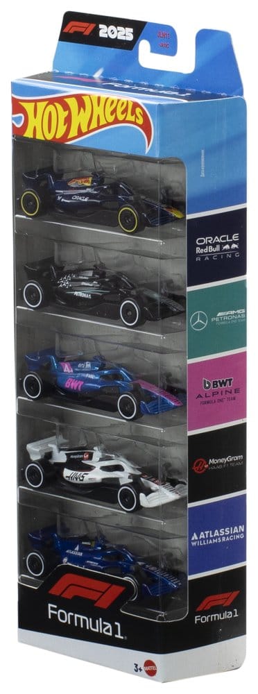 Mattel Formel 1 Hot Wheels Die-Cast 1/64 Fahrzeuge 5er-Pack 2025