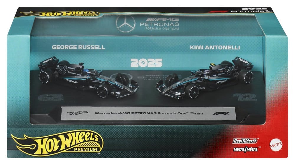 Mattel Formel 1 Hot Wheels Team Mercedes-AMG PETRONAS Premium 1/64 Die-Cast Fahrzeuge 2er-Pack