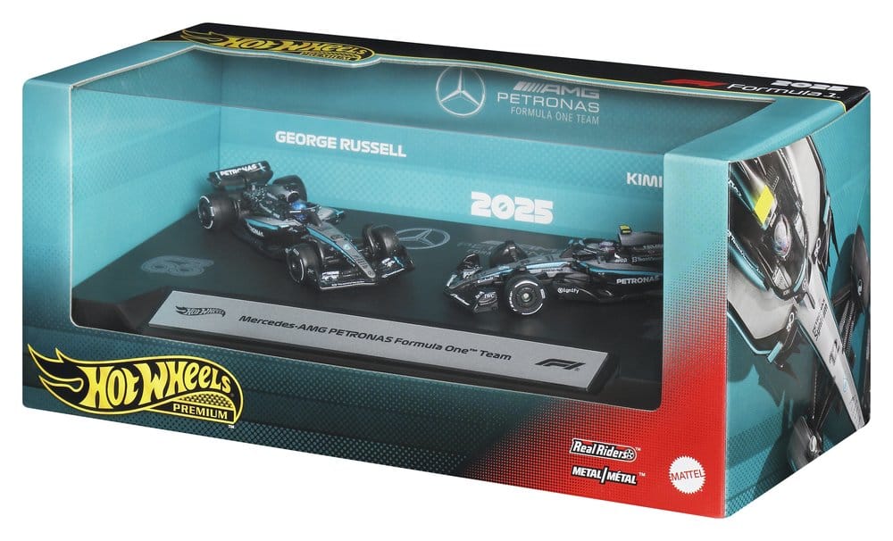 Mattel Formel 1 Hot Wheels Team Mercedes-AMG PETRONAS Premium 1/64 Die-Cast Fahrzeuge 2er-Pack