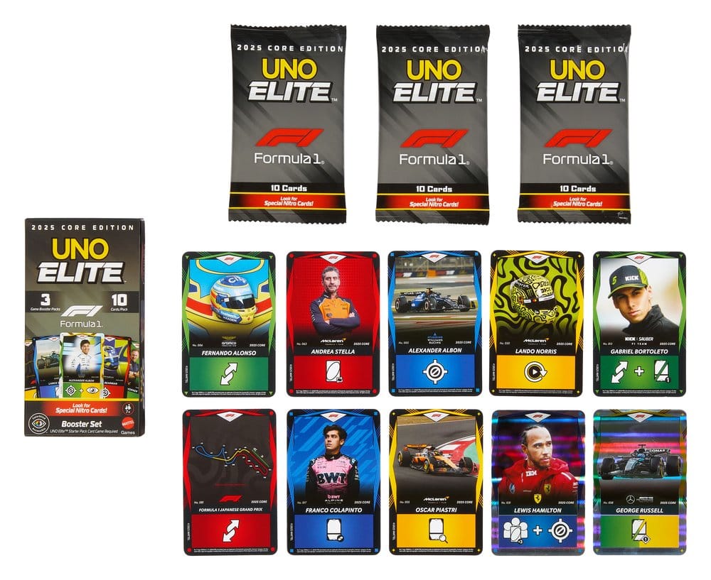 Mattel Formula 1 F1 UNO Elite Booster-Set Kartenspiel