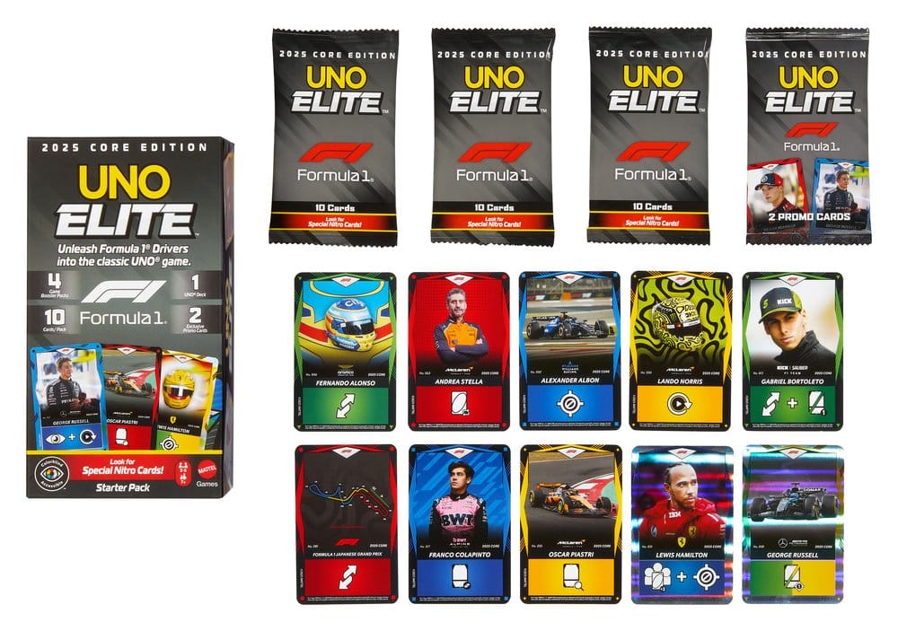 Mattel Formula 1 UNO Elite F1 Starter-Set Kartenspiel