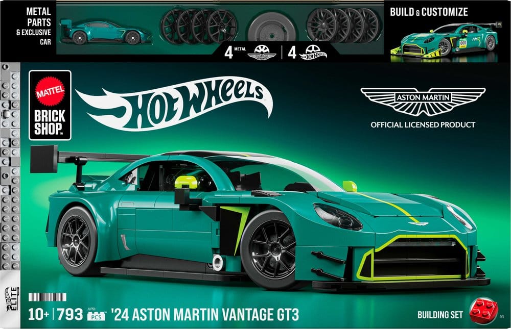 Mattel Hot Wheels Elite ’24 Aston Martin Vantage GT3 Mattel Brick Shop 1/16 Bauset