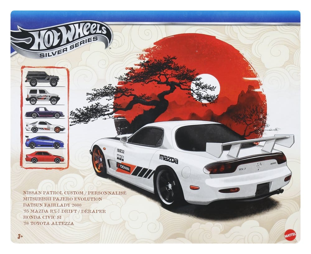 Mattel Hot Wheels Streets of Japan Silver Series 6er-Pack 1/64 Die-Cast Fahrzeuge