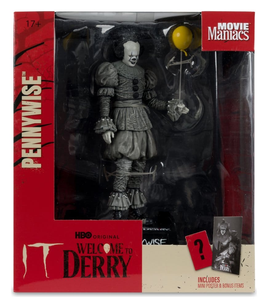 McFarlane Toys Es Welcome To Derry Pennywise Black White Movie Maniacs Figur
