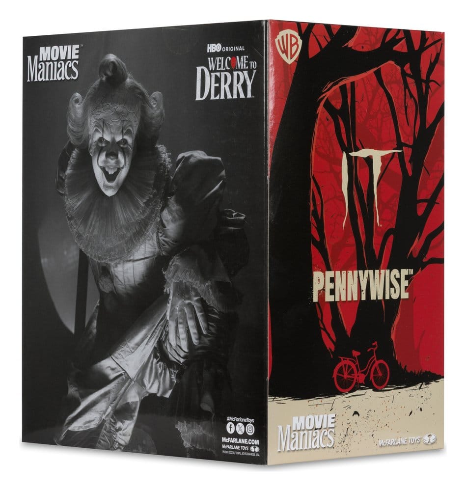 McFarlane Toys Es Welcome To Derry Pennywise Black White Movie Maniacs Figur