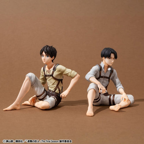 Megahouse Attack On Titan G.E.M. Series Eren Yeager & Squad Captain Levi Palm Size Figuren