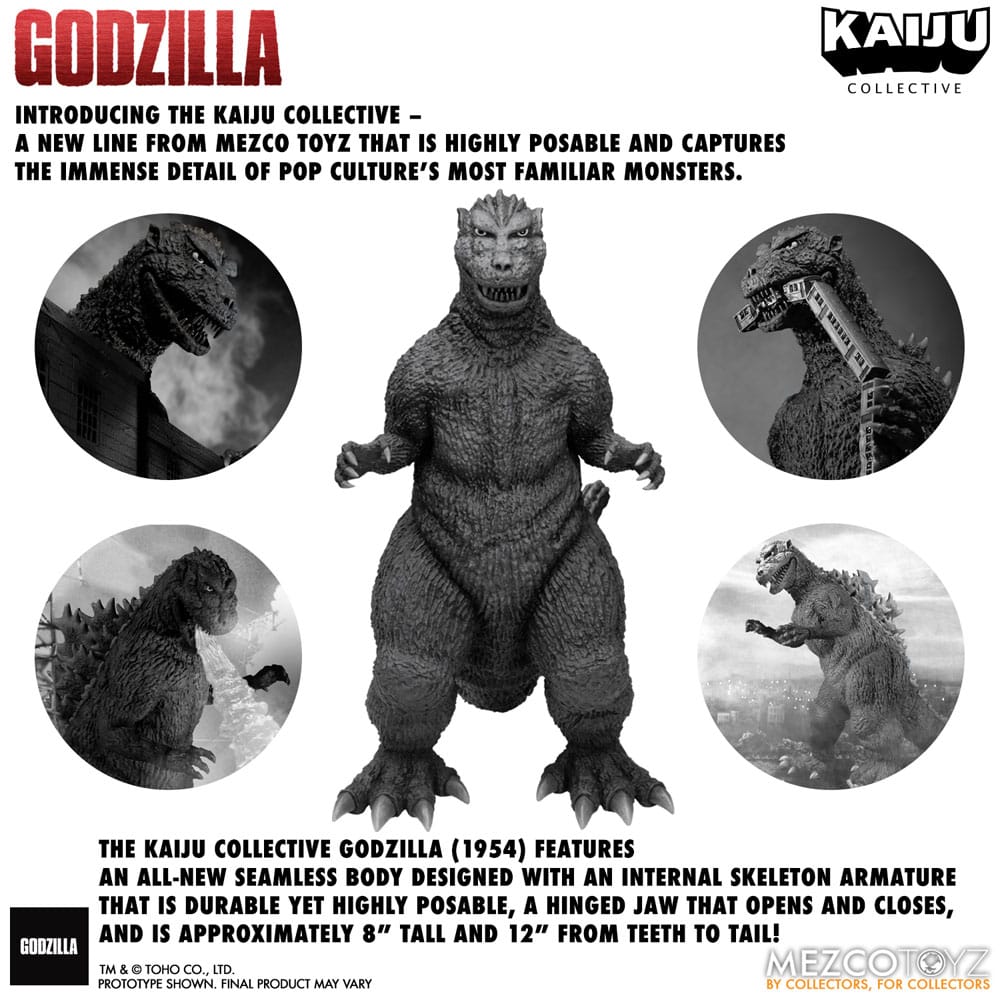 Mezco Toys Godzilla (1954) Kaiju Collective Godzilla - Black & White Edition Actionfigur