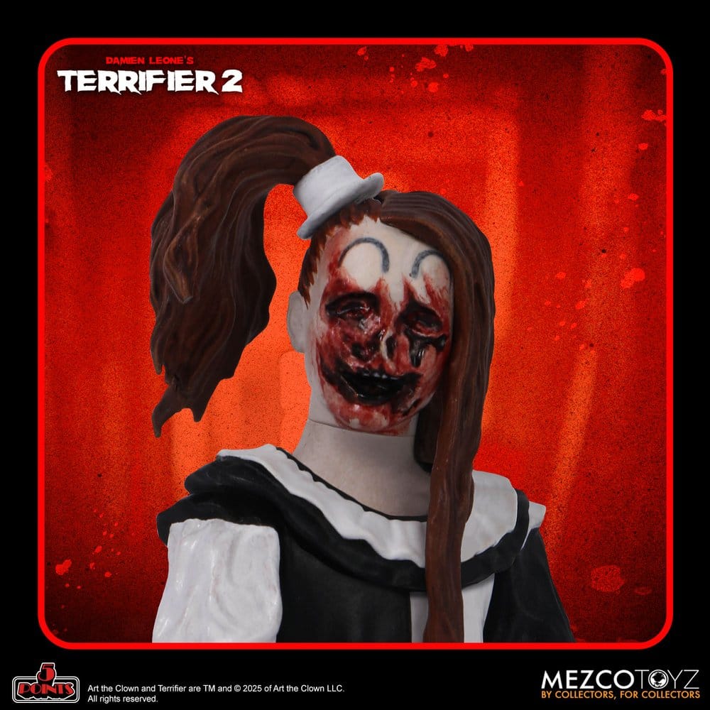 Mezco Toys Terrifier 2 5 Points Art the Clown and The Little Pale Girl Actionfigur