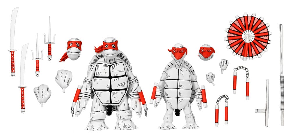 NECA Teenage Mutant Ninja Turtles (Mirage Comics) Black and White First Turtles Actionfiguren