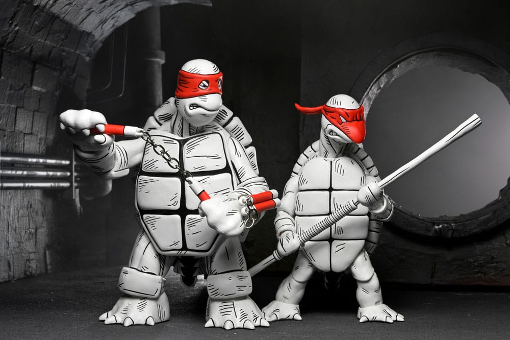 NECA Teenage Mutant Ninja Turtles (Mirage Comics) Black and White First Turtles Actionfiguren