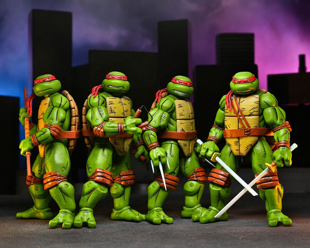 NECA Teenage Mutant Ninja Turtles (Mirage Comics) Leonardo Raphael Michelangelo Donatello 4er-Pack Actionfiguren