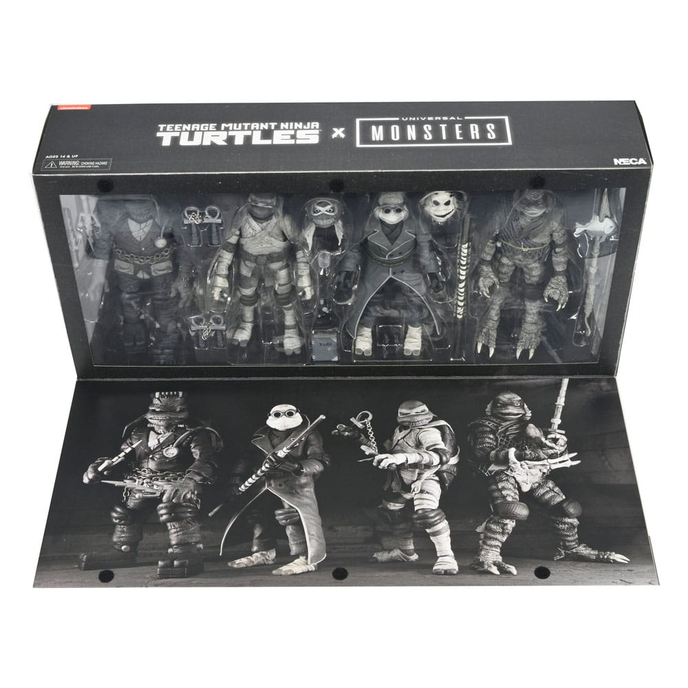 NECA Universal Monsters x Teenage Mutant Ninja Turtles Black & White Actionfiguren