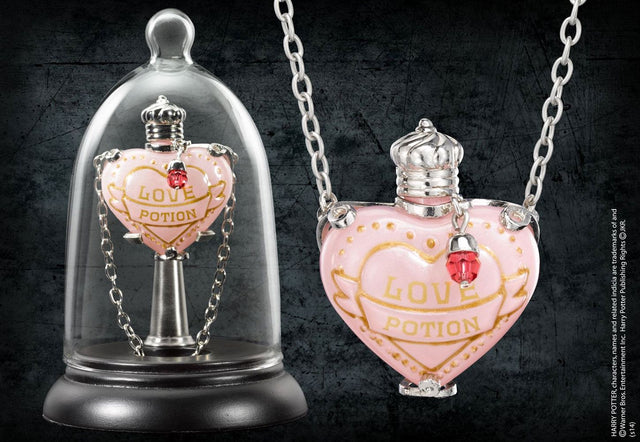Noble Collection Harry Potter Love Potion Anhänger mit Kette und Schmuckvitrine