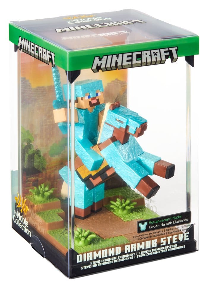 Noble Collection Minecraft Diamond Armor Steve und Pferd Diorama Figur