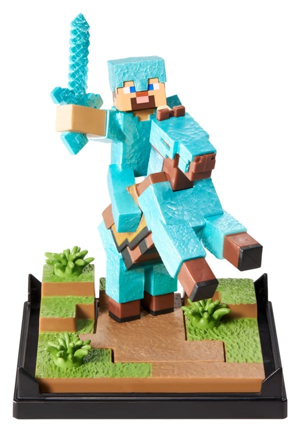 Noble Collection Minecraft Diamond Armor Steve und Pferd Diorama Figur