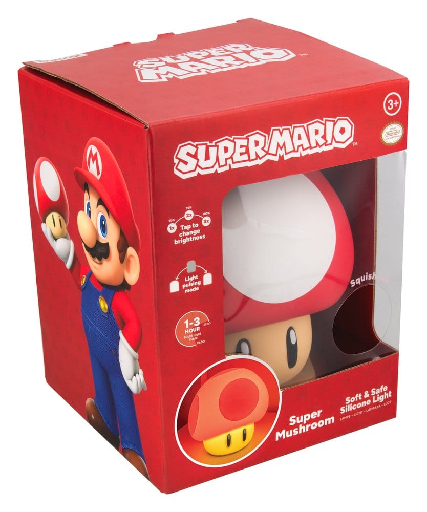 Paladone Products Super Mario Super Mushroom SquishyGlo Rechargeable Silikon-Leuchte