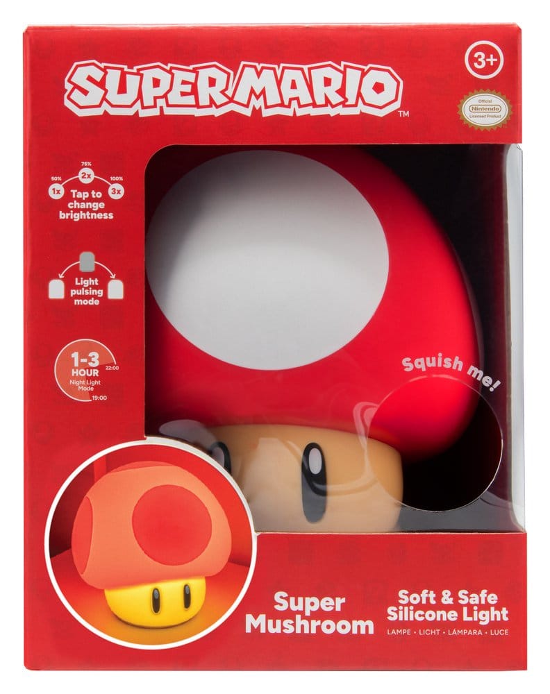 Paladone Products Super Mario Super Mushroom SquishyGlo Rechargeable Silikon-Leuchte