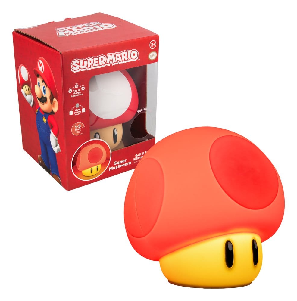 Paladone Products Super Mario Super Mushroom SquishyGlo Rechargeable Silikon-Leuchte
