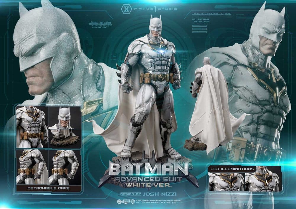 Prime 1 Studio DC Comics Ultimate Museum Masterline Batman Advanced Suit White Version (Design By Josh Nizzi) Statue