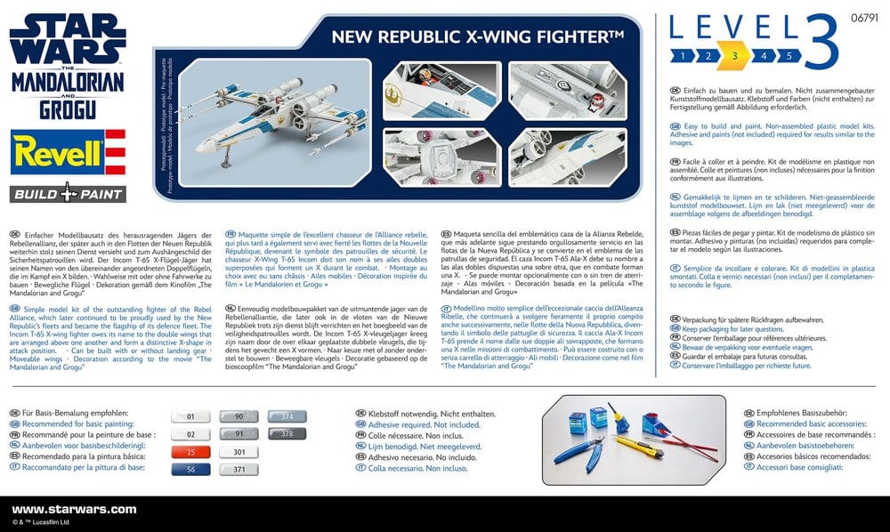 Revell Star Wars The Mandalorian and Grogu Revell Modellbausatz 1/57 New Republic X-Wing Fighter 22 cm
