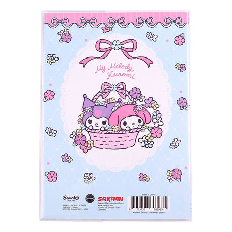 Sakami Merchandise Sanrio Kuromi & My Melody Pastel Flower Holographic Checkered Notizbuch