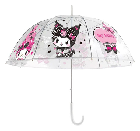Sakami Merchandise Sanrio Pink Black Party Series Kuromi & My Melody Transparent Regenschirm