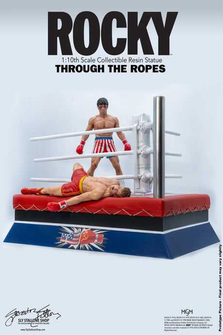 Slystalloneshop Sylvester Stallone Rocky Over Drago Through The Ropes 1/10 Statue