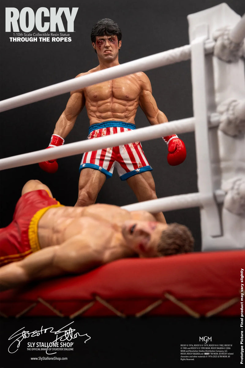 Slystalloneshop Sylvester Stallone Rocky Over Drago Through The Ropes 1/10 Statue