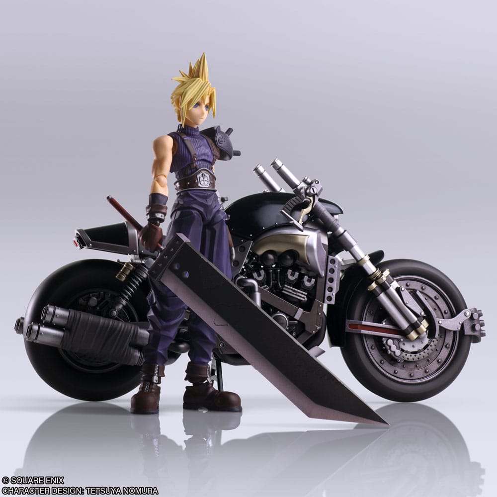 Square-Enix Final Fantasy VII Cloud Strife Und Fahrzeug Hardy-Daytona Bring Arts Actionfigur