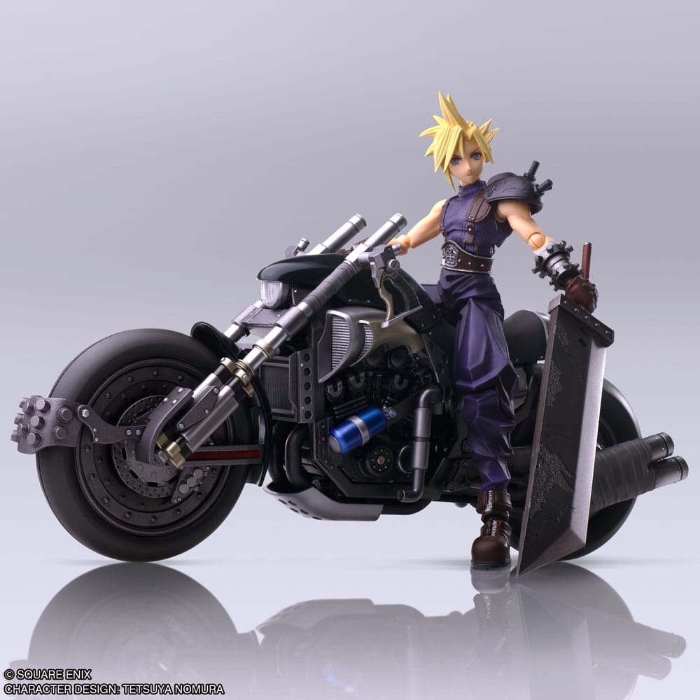 Square-Enix Final Fantasy VII Cloud Strife Und Fahrzeug Hardy-Daytona Bring Arts Actionfigur