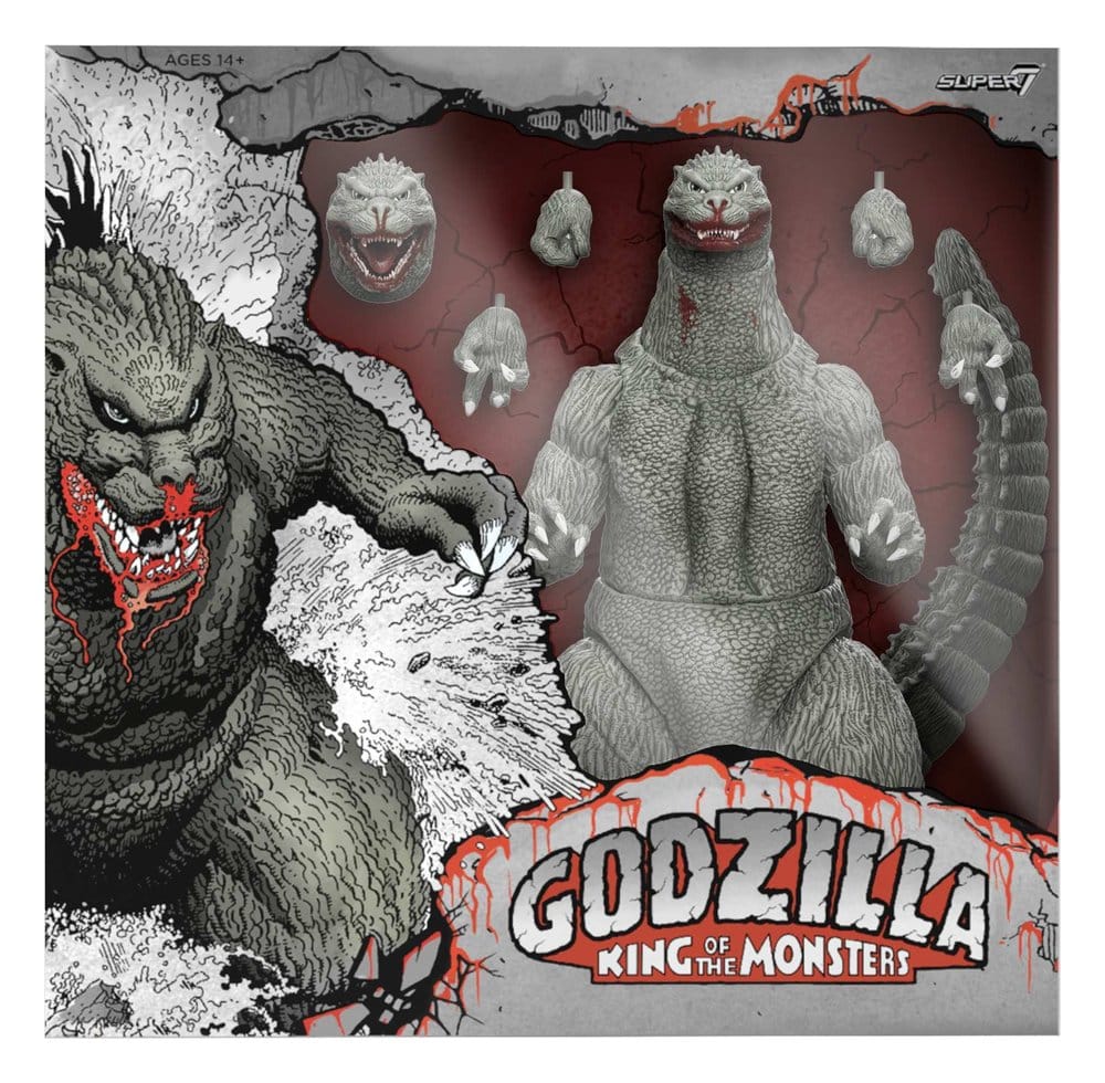 Super7 Godzilla Toho Ultimates Godzilla Greyscale Comic Book Thirsty For Blood Actionfigur