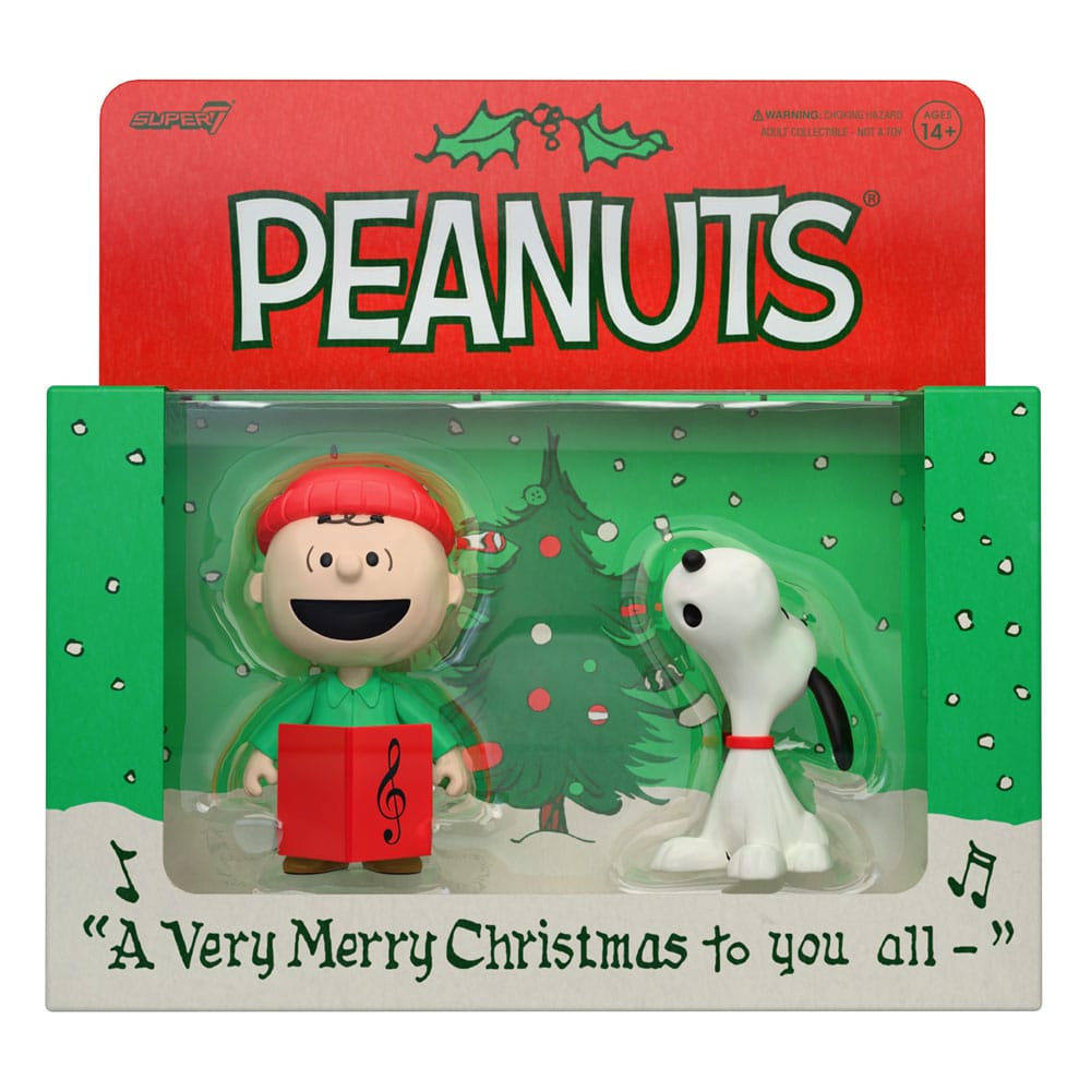 Super7 Peanuts ReAction Charlie Brown and Snoopy 2er-Pack (Caroling) Actionfiguren
