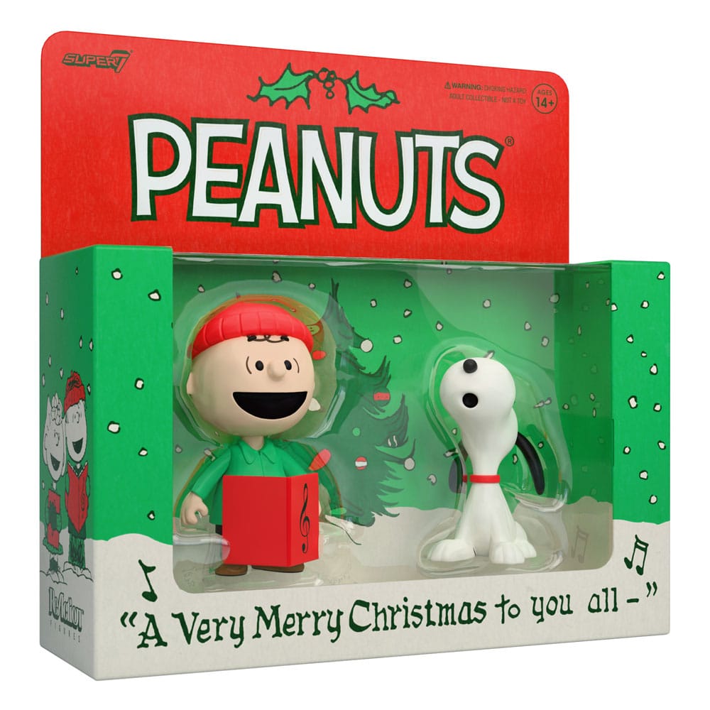 Super7 Peanuts ReAction Charlie Brown and Snoopy 2er-Pack (Caroling) Actionfiguren