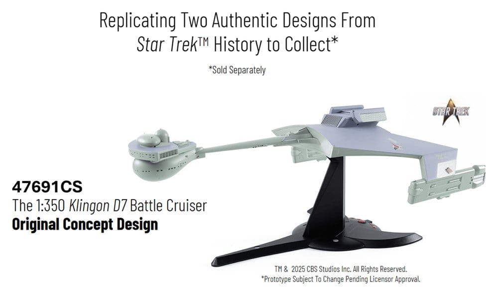Tomy Star Trek TOS Klingon D7 Battle Cruiser Original Concept Design DieCast 1/350 Replik