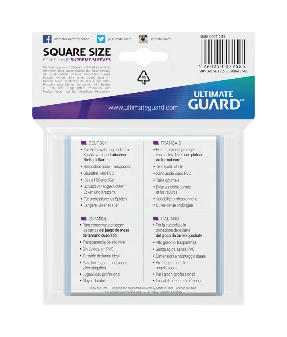 Ultimate Guard Ultimate Guard Supreme Sleeves für Brettspielkarten Quadratisch (50)