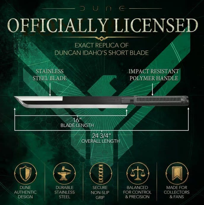 United Cutlery Dune Duncan Idaho Kurzschwert Mit Wandhalter 1/1 Replik