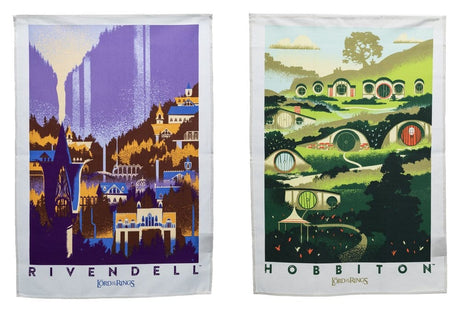 Weta Workshop Herr der Ringe Geschirrtuch 2er Pack Rivendell & Hobbiton