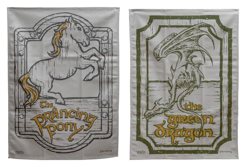 Weta Workshop Herr der Ringe Green Dragon & Prancing Pony 2er Pack Geschirrtuch