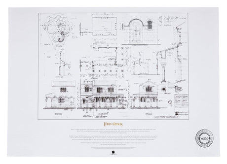 Weta Workshop Herr der Ringe The Courtyard of Minas Tirith Bauplan Kunstdruck