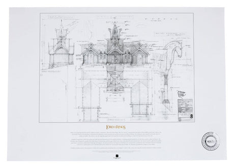 Weta Workshop Herr Der Ringe The Stable of Edoras Bauplan Kunstdruck