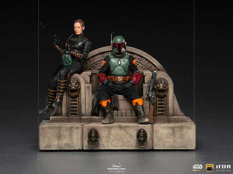 Star Wars The Mandalorian Boba Fett & Fennec on Throne Deluxe Art Scale Statue