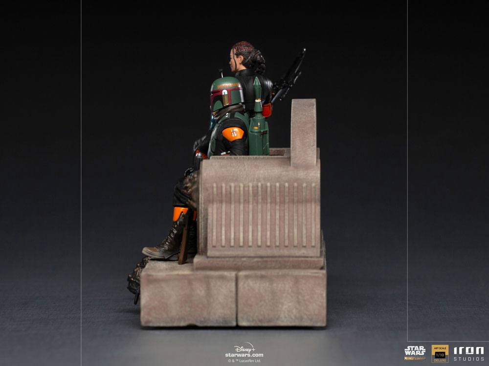 Star Wars The Mandalorian Boba Fett & Fennec on Throne Deluxe Art Scale Statue