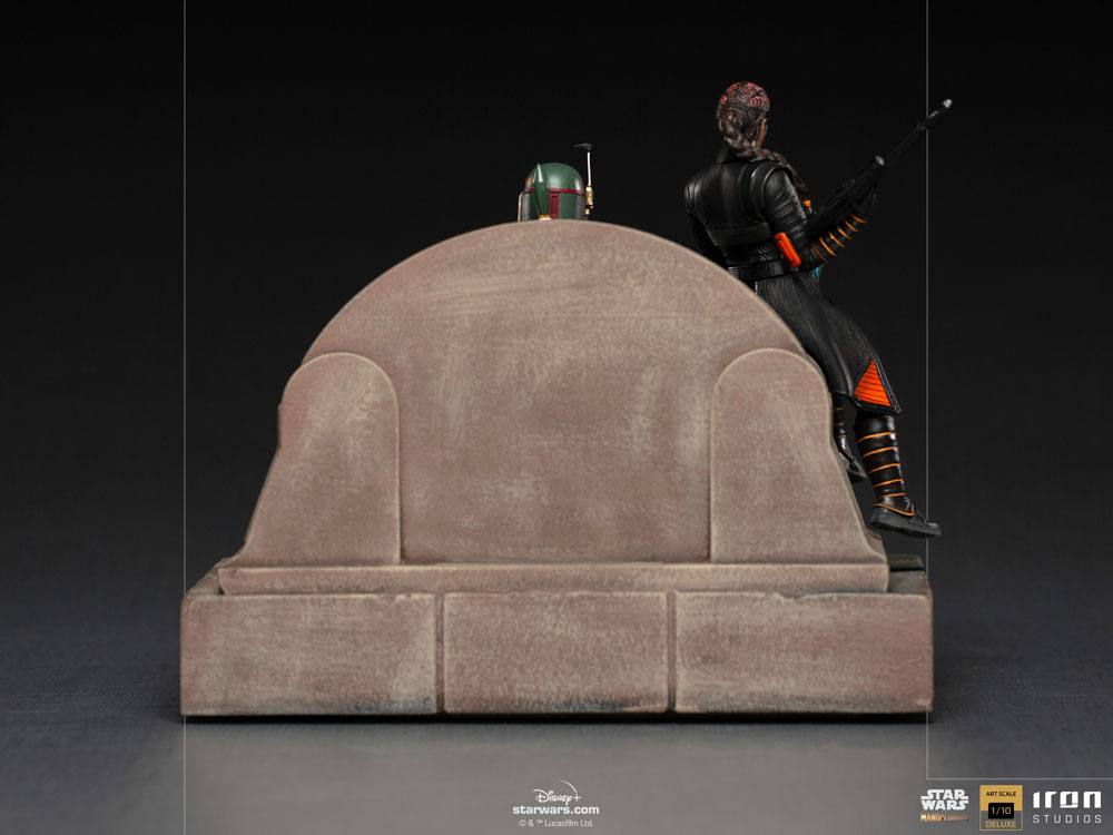 Star Wars The Mandalorian Boba Fett & Fennec on Throne Deluxe Art Scale Statue